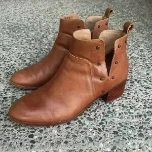 Franco Sarto Richland Ankle Boot Women 9.5M Brown Leather Slip On Pointed Toe